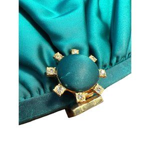 Vintage Ingber Emerald Green Clutch Old Hollywood Style Purse Ornated Clasp